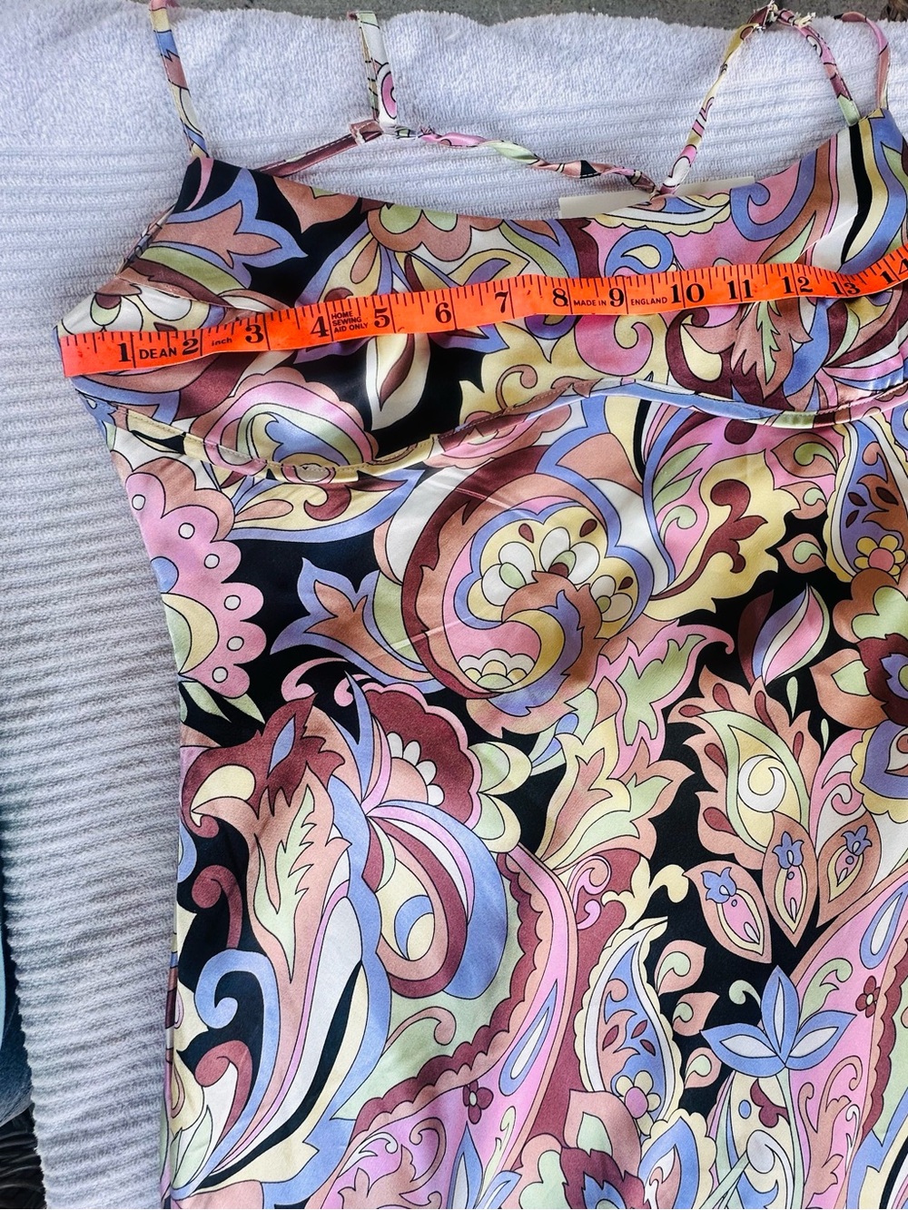 Floral Paisley Satin Maxi Dress in Pink and Pastel - Picture 7 of 9